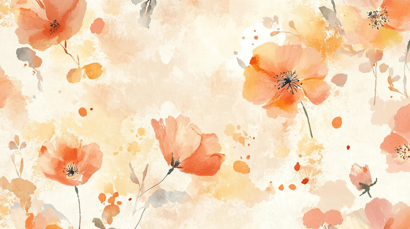 Warm Orange Watercolor Flower Wallpaper
