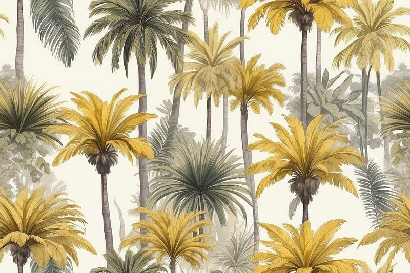 Retro Botanical Jungle Tropical Palm Tree Wall Mural Wallpaper
