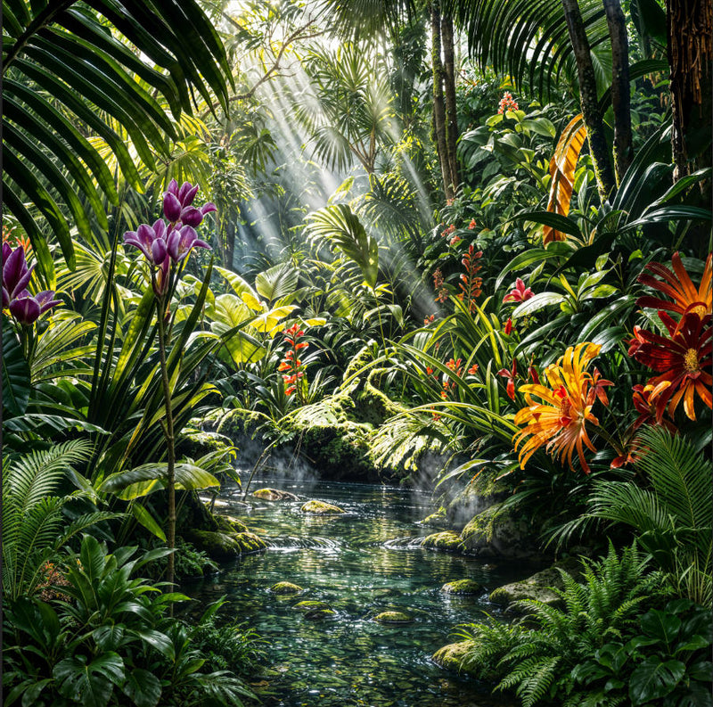 Tropical Jungle Forest Rainforest Botanical Wallpaper Mural