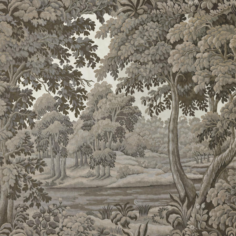 French Vintage Forest Landscape Wallpaper