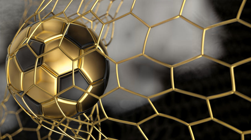 Luxury 3D Gold Soccer Goal Net Wall Mural wallpaper