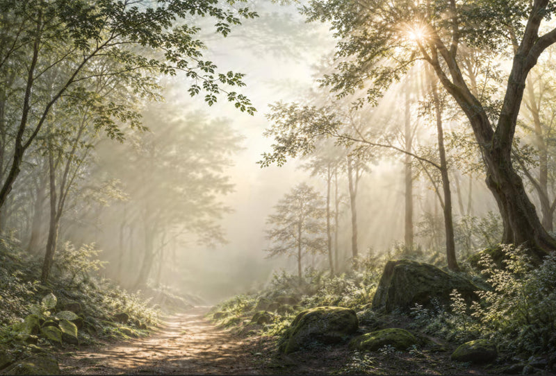 Woodland Path Misty Forest Nature Wallpaper Mural