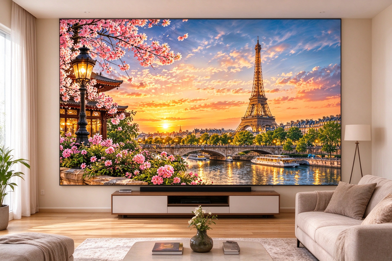 Paris Eiffel Tower Sunset urban architecture Wallpaper Mural | Custom Size