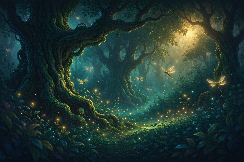 Magical Forest Deer Wall Mural, Soft Nature Scenery Wallpaper for Bedroom