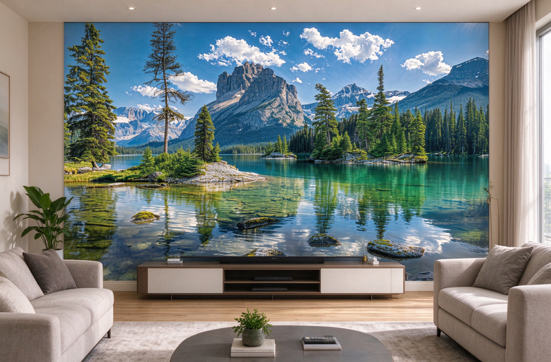 Mountain Lake Forest Nature Landscape Wallpaper Mural | Custom Size