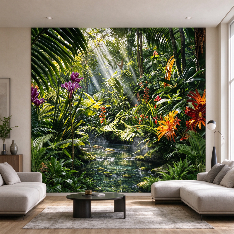 Tropical Jungle Forest Rainforest Botanical Wallpaper Mural