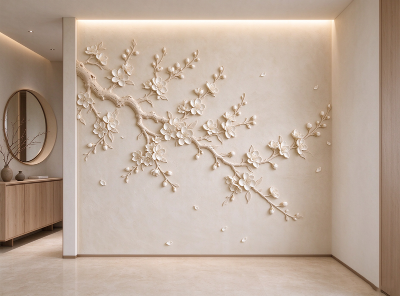 Seamless Peel and Stick 3D Floral Wall Mural | Removable Embossed Wall Art for Home