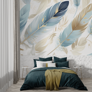 Papier Peint Plume Doré