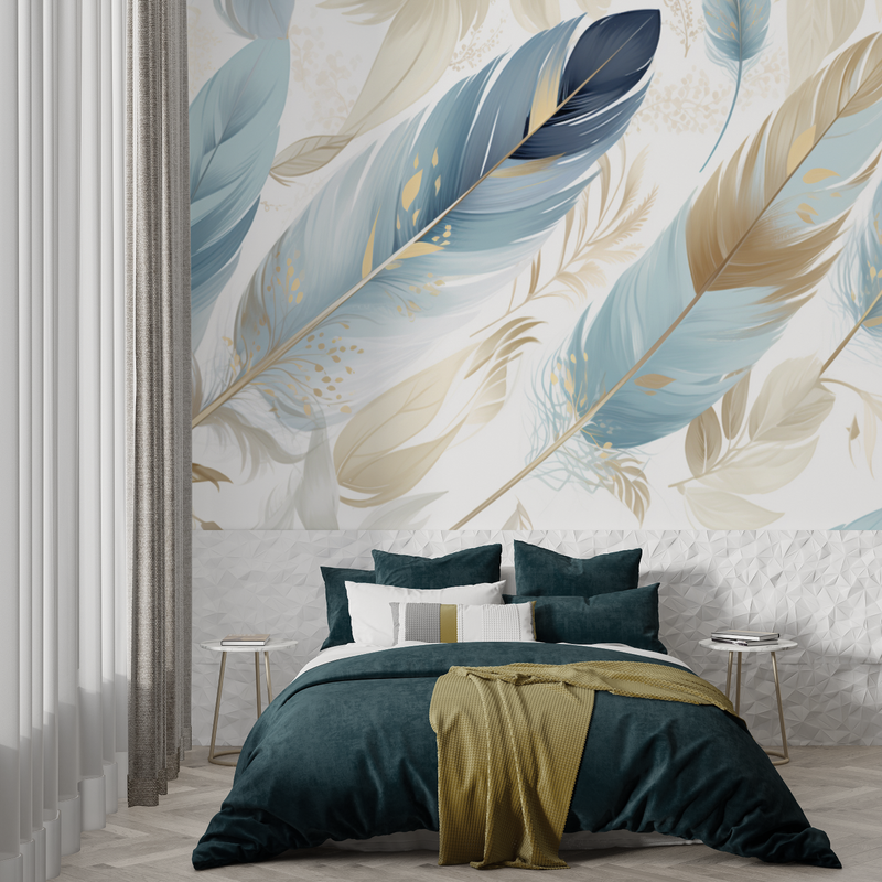 Papier Peint Plume Doré