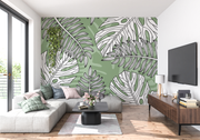 Papier Peint Jungle Vert Et Blanc