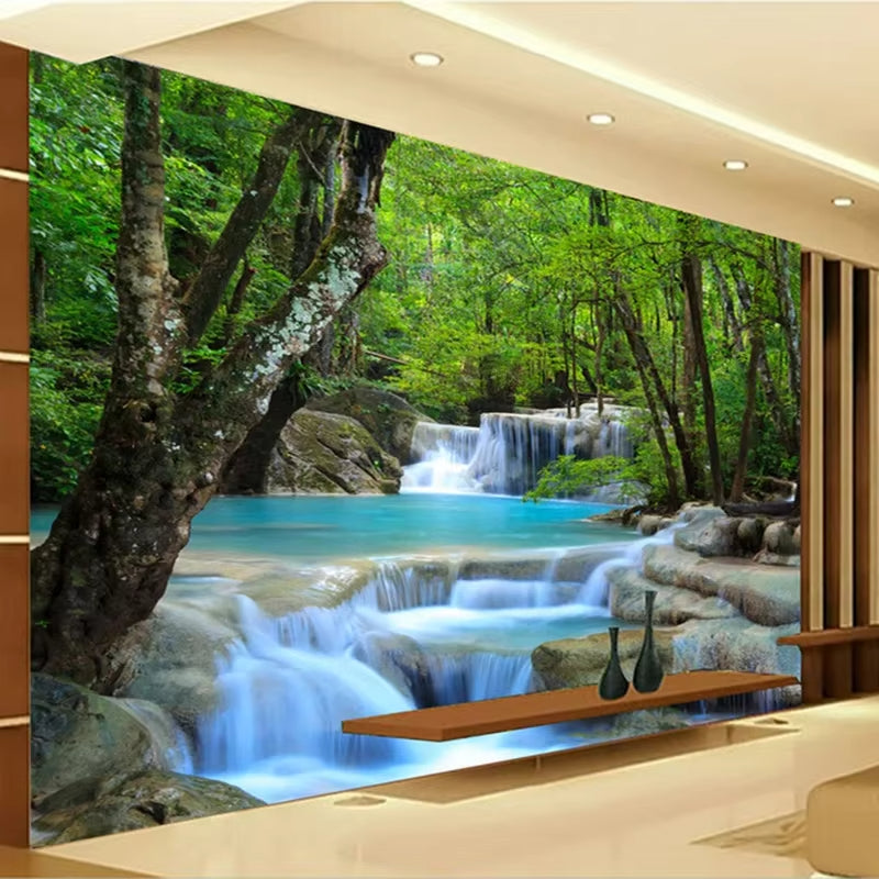 Custom Wallpaper 3D Waterfall Forest River