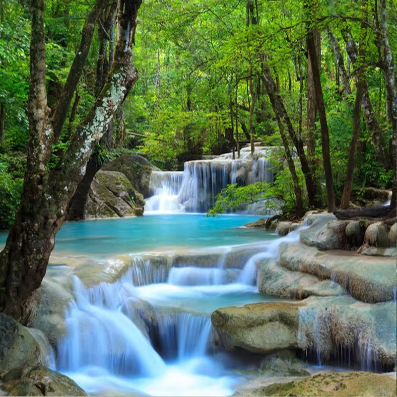 Custom Wallpaper 3D Waterfall Forest River