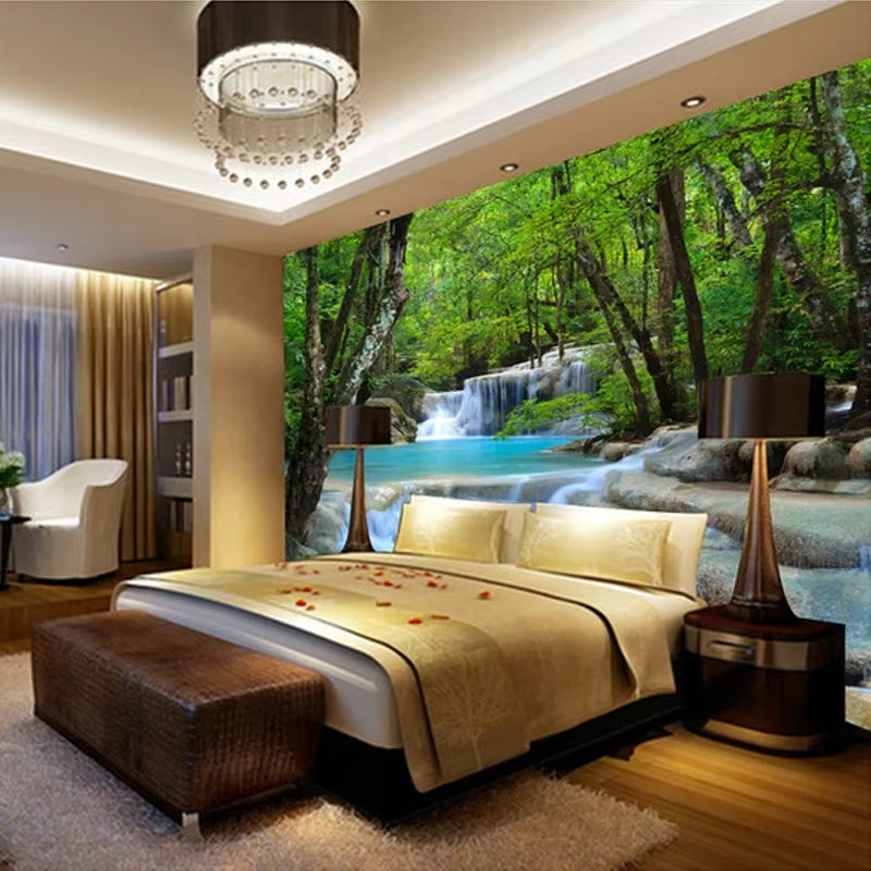Custom Wallpaper 3D Waterfall Forest River
