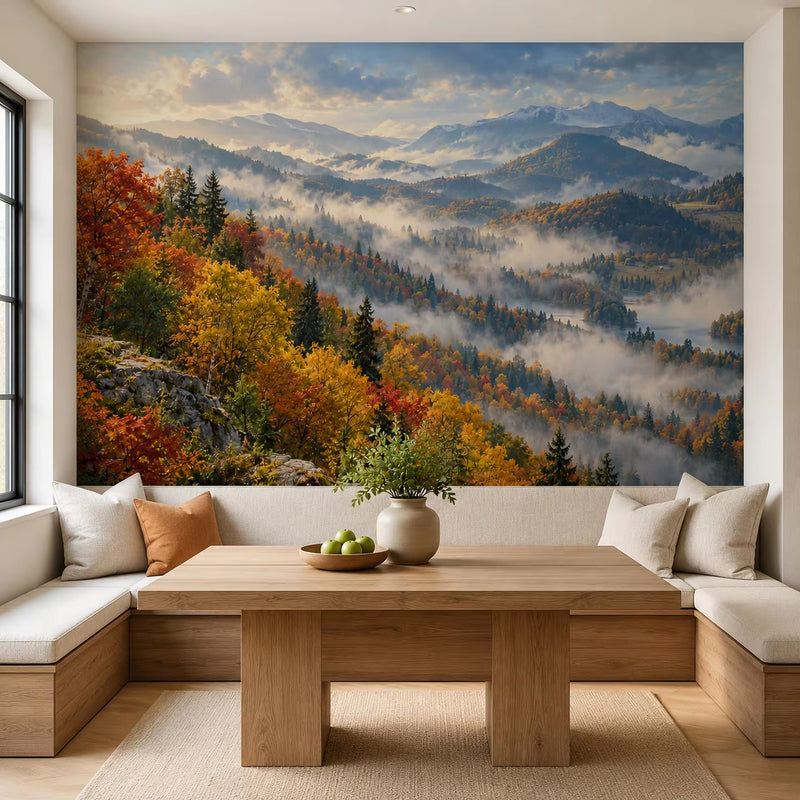 Foggy Mountain Forest Nature Scenic Wallpaper