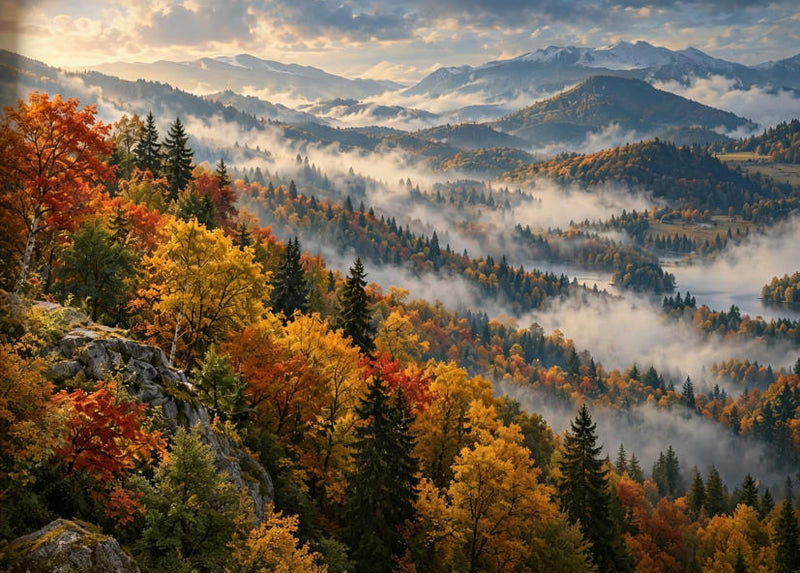 Foggy Mountain Forest Nature Scenic Wallpaper