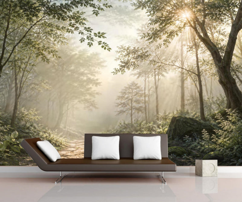 Woodland Path Misty Forest Nature Wallpaper Mural