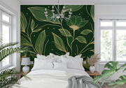 Papier Peint Doré Et Vert