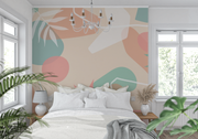 Papier Peint Tropical Vert Et Rose