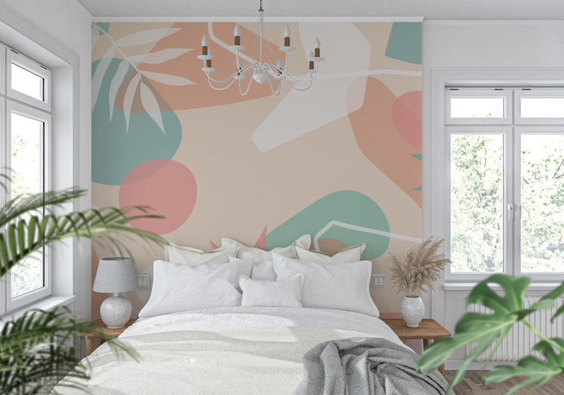 Papier Peint Tropical Vert Et Rose