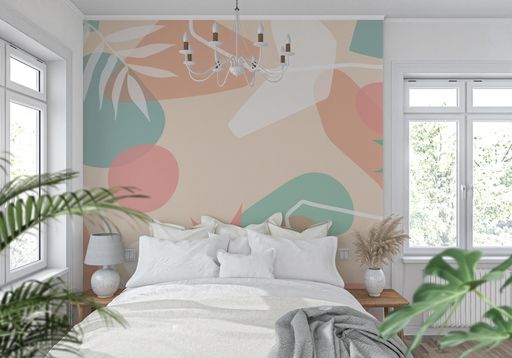 Papier Peint Tropical Vert Et Rose