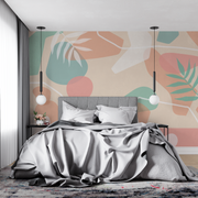 Papier Peint Tropical Vert Et Rose