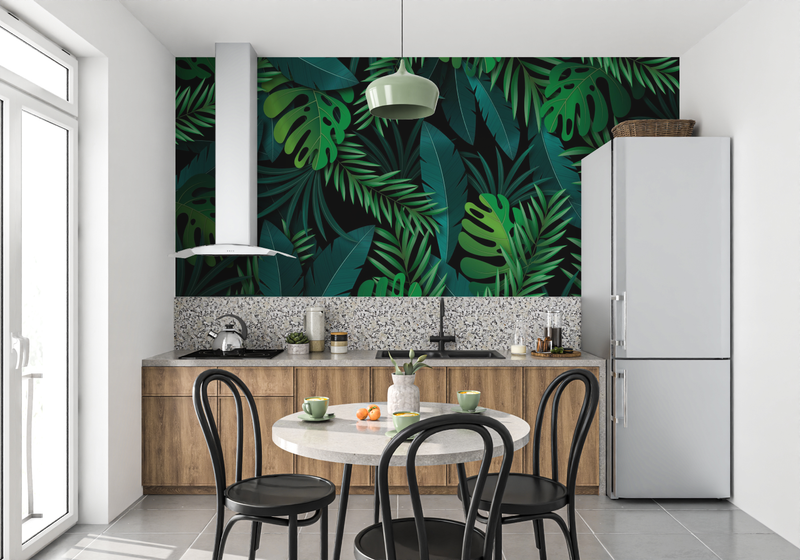 Papier Peint Jungle Noir Et Vert