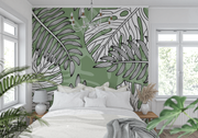 Papier Peint Jungle Vert Et Blanc