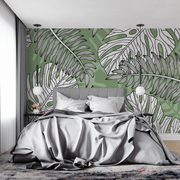 Papier Peint Jungle Vert Et Blanc