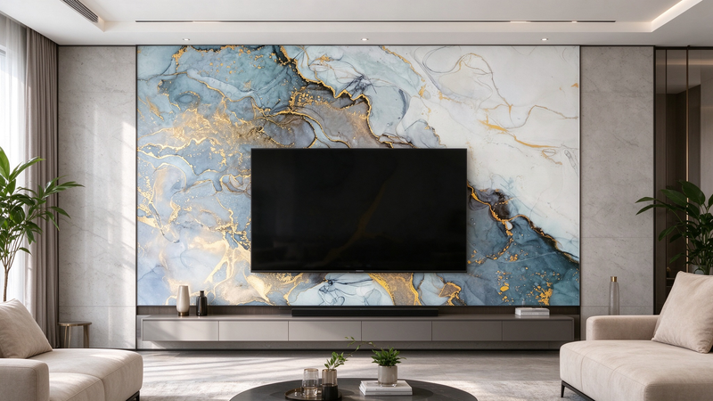Blue Gold Marble Luxury Customized Wallpaper