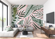 Papier Peint Jungle Vert Et Rose