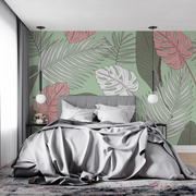 Papier Peint Vert D'eau Et Rose