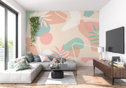 Papier Peint Tropical Vert Et Rose