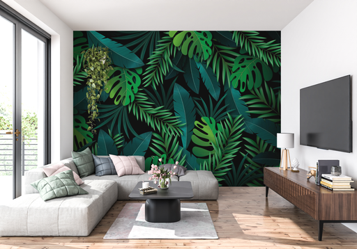 Papier Peint Jungle Noir Et Vert