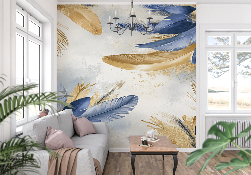 Papier Peint Plume Or
