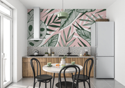Papier Peint Jungle Vert Et Rose