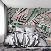 Papier Peint Jungle Vert Et Rose