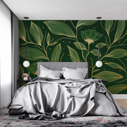 Papier Peint Doré Et Vert